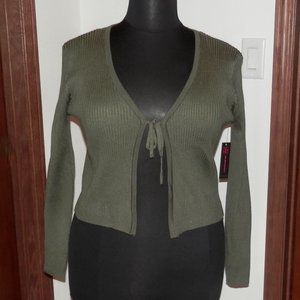 NO BOUNDARIES GREEN LONG SLEEVE TIE FRONT CARDIGAN * NEW *